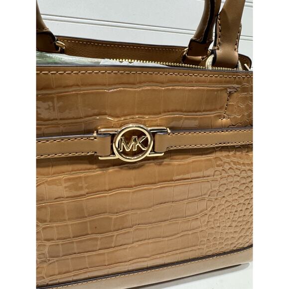 Michael Kors Large Reed Satchel Embossed Croc Leather Purse Crossbody NWT $598 - Picture 2 of 8